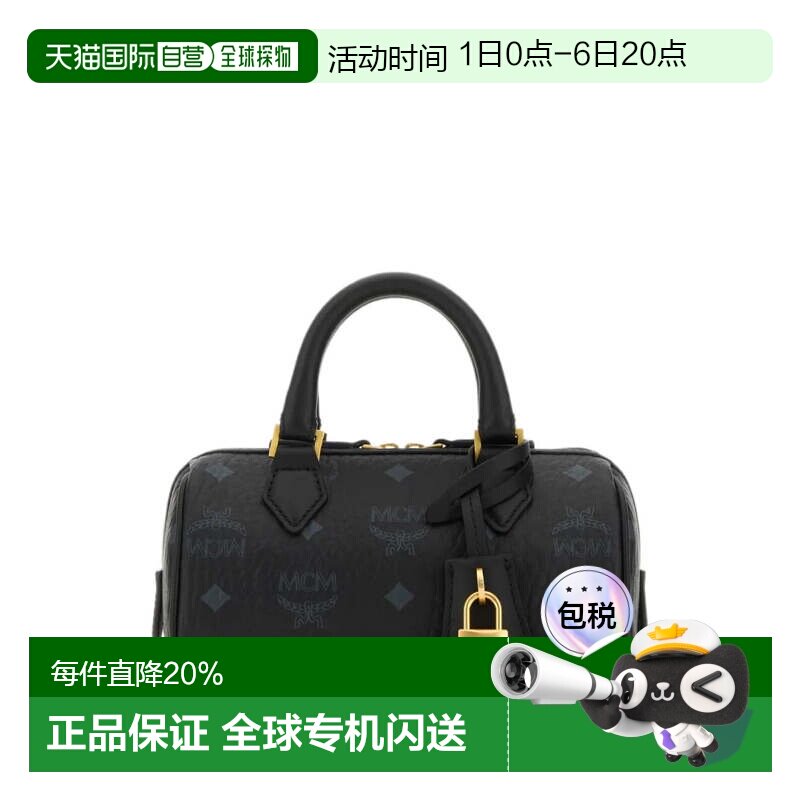 MCM 女款EllaVi 老花满印金锁吊坠迷你波士顿包 MWBESEA01图片
