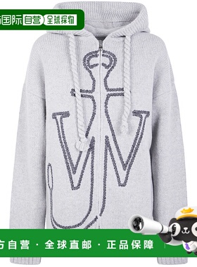 1h可退 香港直邮J.W. Anderson 女士 锚图案刺绣拉链连帽衫 KW149