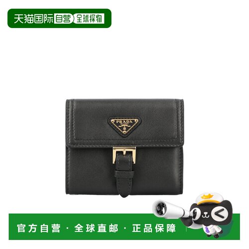 香港直邮PRADA 女士钱包 1MH0602G6YF0002 AW2026 黑色 徽标钱包