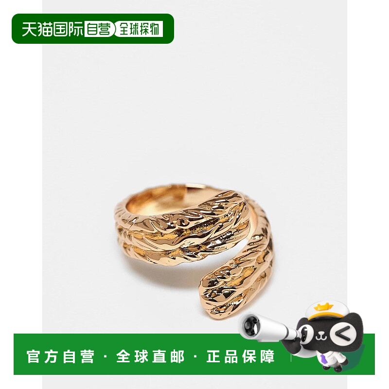 香港直邮ASOS 女士 around molten 设计裹式纹理色调戒指(金色)