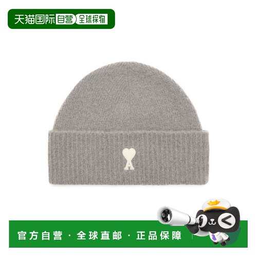 自营欧洲直邮AMI PARIS Ami de Coeur女士灰色羊驼毛混纺刺绣针织