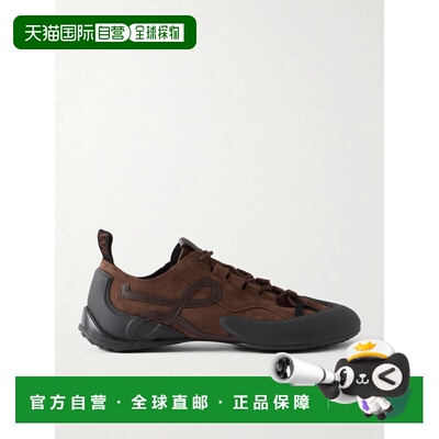 LOEWE 罗意威 男士 Grip Logo-Appliqued Trimmed-Suede