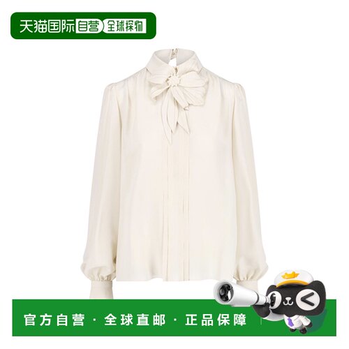 1h可退 valentino 华伦天奴 女士 奶油色真丝衫 8B0AEBX021B