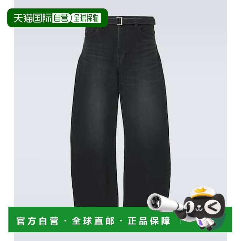 香港直邮Sacai 男士 barrel-leg 束带牛仔裤 black黑色 舒适时尚