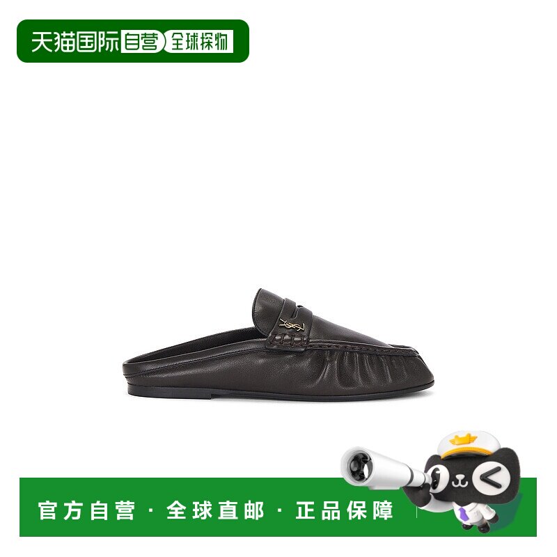 香港直邮Saint Laurent 圣罗兰 女士 褶飾標誌穆勒鞋 852392AAE69