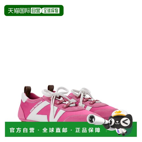 自营欧洲直邮LV路易威登 Sneakerina女士粉色缎面小牛皮运动鞋