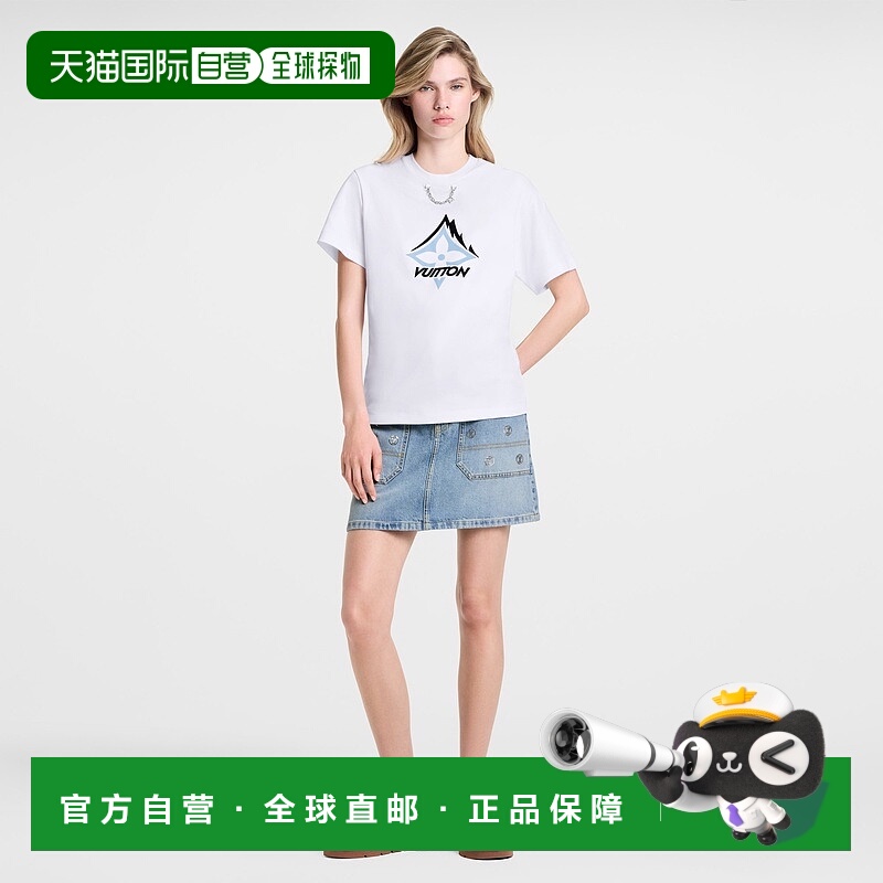 自营1h可退 欧洲直邮LV路易威登 Signature女士白色棉老花图案短T