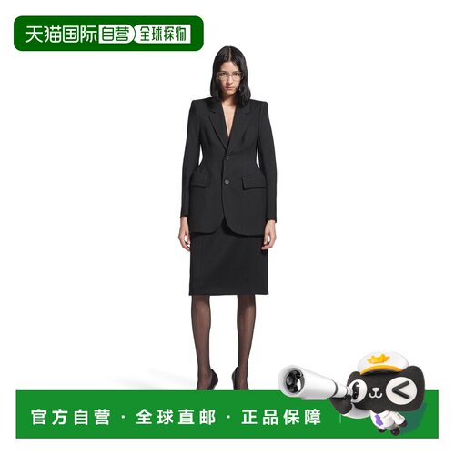 自营欧洲直邮Balenciaga巴黎世家 Hourglass女士黑色羊毛西装外套