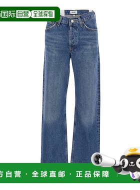 1h可退 香港直邮AGOLDE 女士 Beltl Loops 蓝色徽标拼缀后牛仔裤(