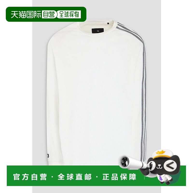 香港直邮Y-3 男士 条纹棉混纺针织T恤 IV5622OWHITE