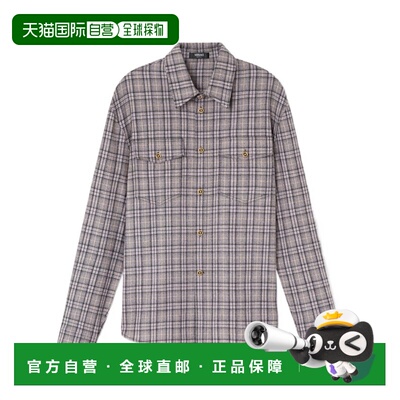 1h可退 香港直邮Versace 格子羊毛法兰绒衬衫 10188351A16849长袖