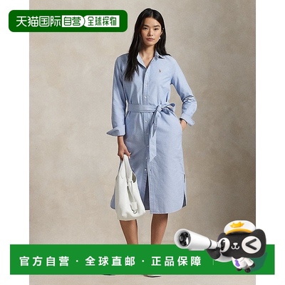 欧洲直邮RalphLauren拉夫劳伦 Polo牛津棉质长袖衬衫裙腰带通勤