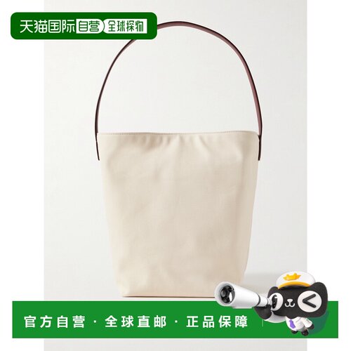 1h可退 香港直邮The Row 女士 Park 竖款中号皮革饰边帆布手提包