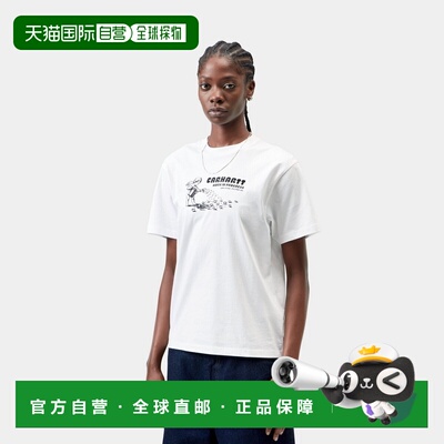 自营欧洲直邮Carhartt WIP Bumper Sticker女士白色棉质印花T恤