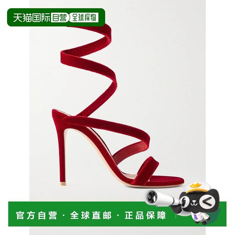 香港直邮Gianvito Rossi 吉安维托 罗西 女士 Opera 天鹅绒凉鞋 G