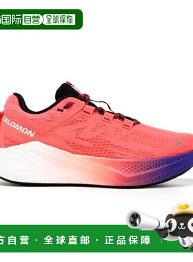 自营欧洲直邮SALOMON AERO GLIDE男士霓虹焰红/白色织物缓震跑鞋