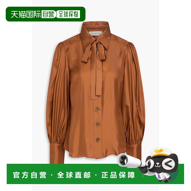 香港直邮ZIMMERMANN 女士 蝴蝶结斜纹丝绸衬衫 8123TF241C