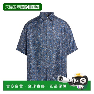 1h可退 香港直邮Fendi 芬迪 男士 花纹衬衫 blue蓝色 舒适时尚