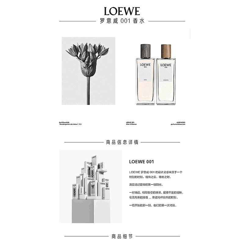 欧洲直邮Loewe/罗意威001男士香水50-100ml EDP浓香水 事后清晨情