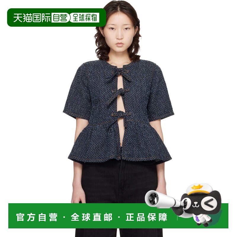 1h可退 香港直邮GANNI 甘尼 女士 蓝色 Tweed Denim Peplum 上装,女装/女士精品,T恤,淘宝优惠券,粉丝福利购,淘宝优惠卷