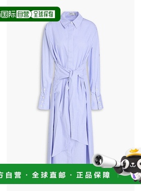 香港直邮Simkhai 女士 Augustina 条纹棉质府绸中长衬衫式连衣裙