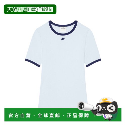 香港直邮Courreges 女士 浅蓝棉质T恤 125JTS017JS0203