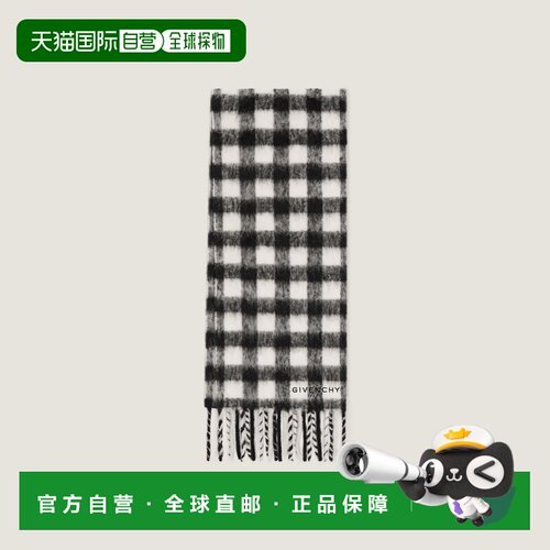 自营欧洲直邮Givenchy纪梵希 男士黑色/白色羊驼毛格纹围巾