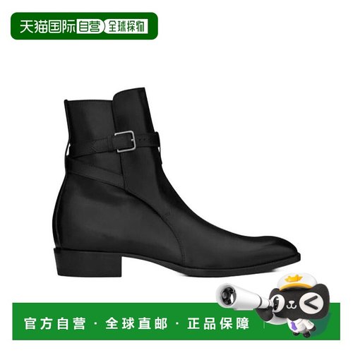 香港直邮Saint Laurent 徽标真皮靴子 6634141YL00短靴男靴