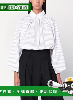 1h可退 香港直邮Patou 女士 条纹灯笼袖衬衫(白色) BL0500190CO50