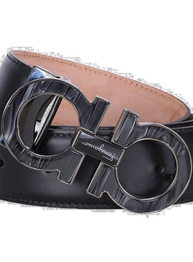Salvatore Ferragamo 黑色徽标搭扣皮带 【付后1h可退】