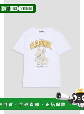 香港直邮GANNI 甘尼 女士 印花棉针织T恤 T42733575T4273151BRIGH