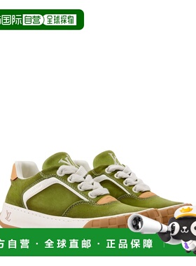 自营欧洲直邮LV路易威登 Tilted男士绿色皮革logo标识运动鞋