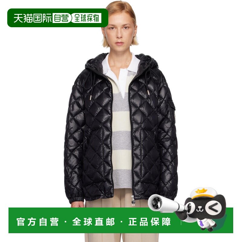 香港直邮Moncler 盟可睐 女士 黑色 Diamond-Quilted Hooded Shor