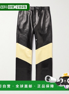 香港直邮Jil Sander 吉尔 桑达 男士 直筒拼色拼接皮革裤子 JSMU6