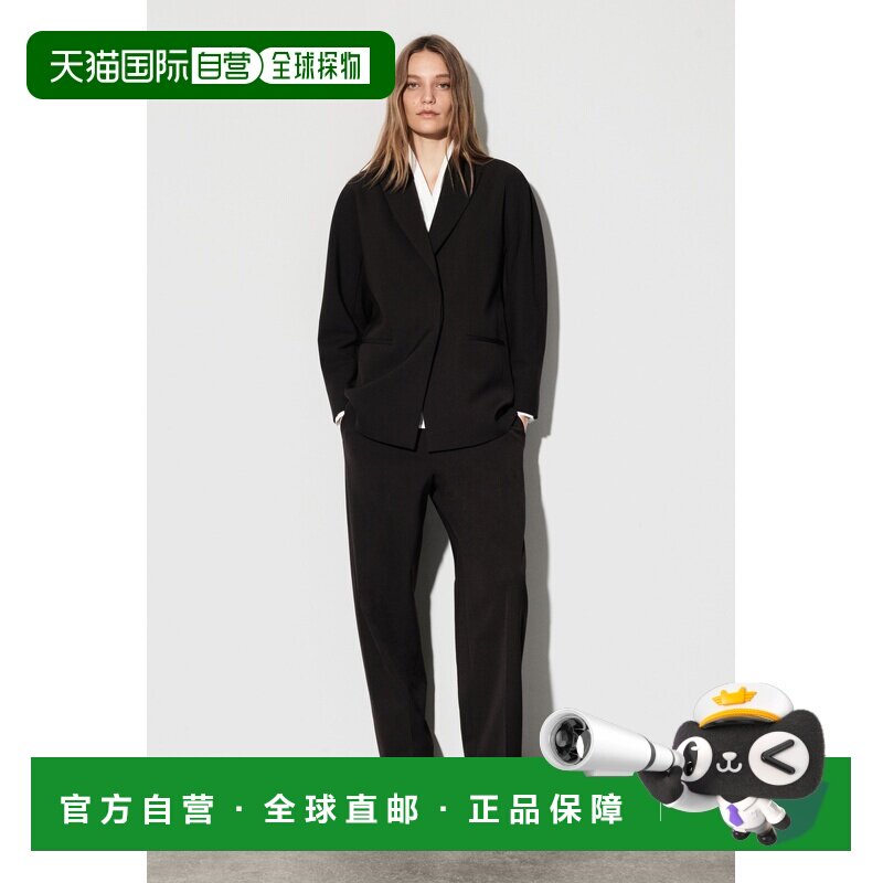 自营欧洲直邮COS 女士深棕色羊毛混纺青果领西装外套通勤女装套装图片