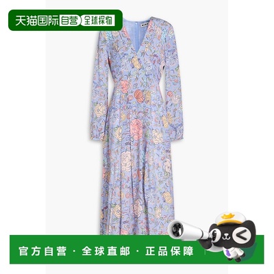 1h可退 香港直邮RIXO 女士 Amelia 印花真丝双绉中长连衣裙 01000