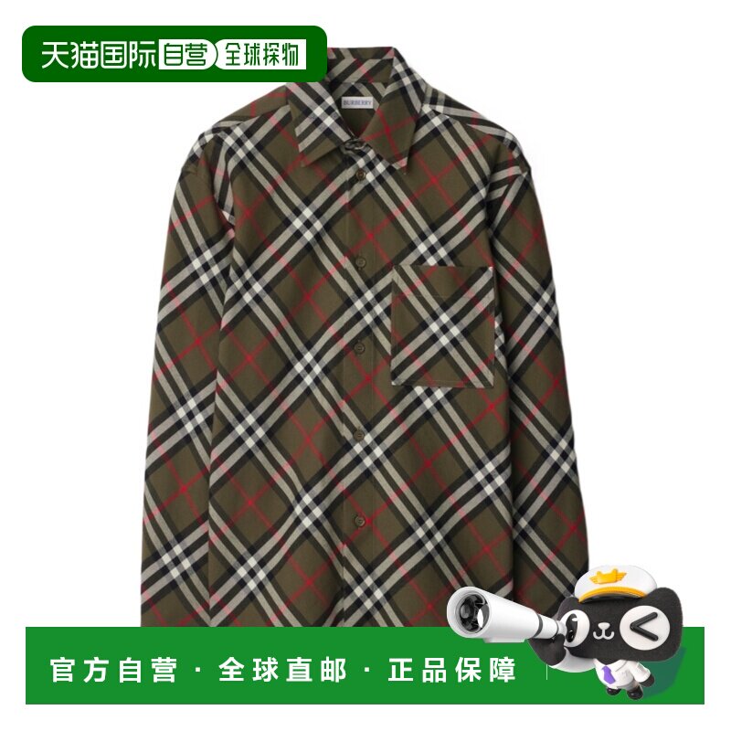 1h可退 香港直邮BURBERRY 男士衬衫 80953411 AW2024 黑色 格纹棉