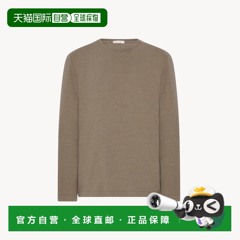 自营欧洲直邮THE ROW Leon男士棕褐色棉质长袖T恤