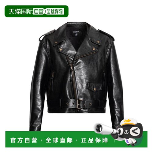 1h可退 香港直邮Balmain 巴尔曼 男士 翻领拉链机车夹克 HH1TD580