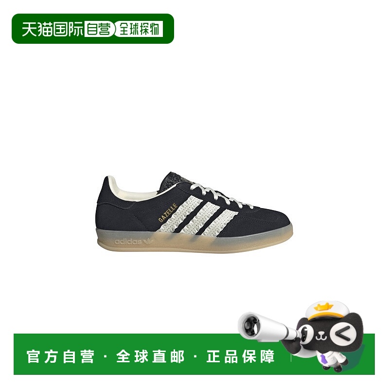 自营欧洲直邮Adidas阿迪达斯 Originals系列女士黑色麂皮三道杠运