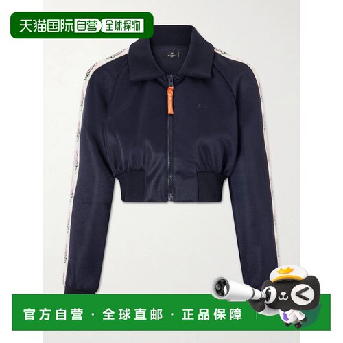 香港直邮Etro 艾特罗 女士 短款帆布饰边缎面针织拉链夹克 WRMB00