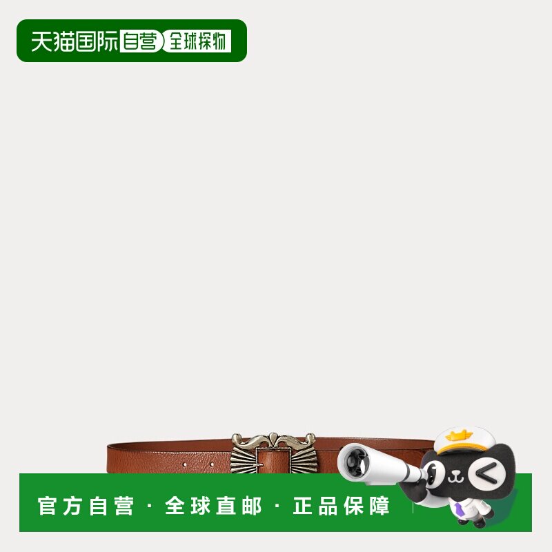 自营欧洲直邮Ralph Lauren拉夫劳伦 女士皮革棕色装饰扣皮带腰带