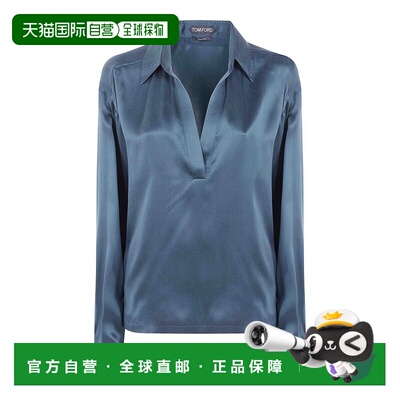 香港直邮TOM FORD 女士衬衫 AW2026 TS2144FAX1720TEAL蓝色长袖