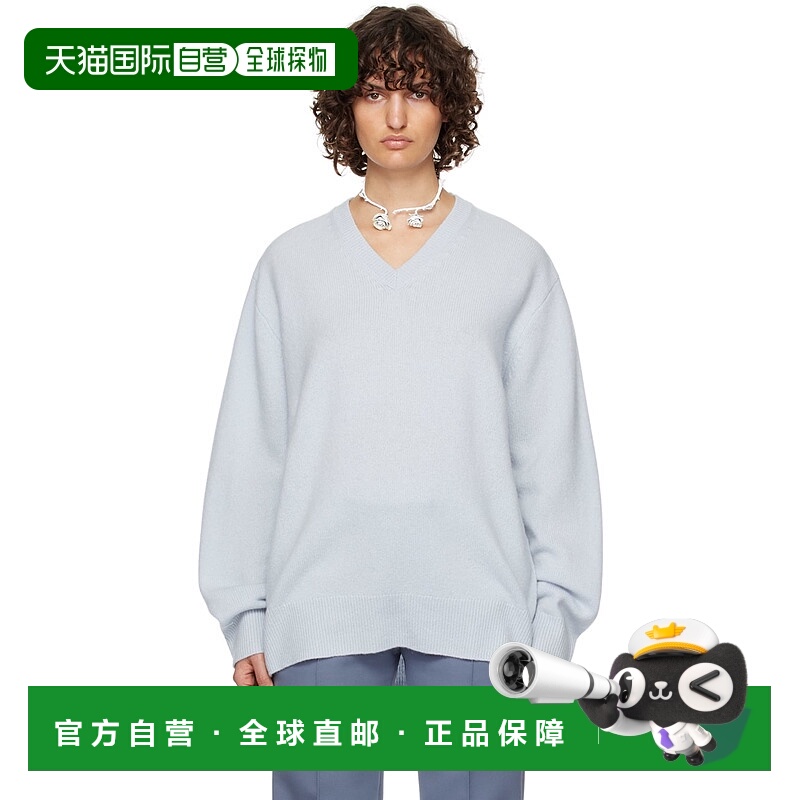 1h可退 香港直邮Acne Studios 艾克妮 女士 蓝色 V 领毛衣 B60217