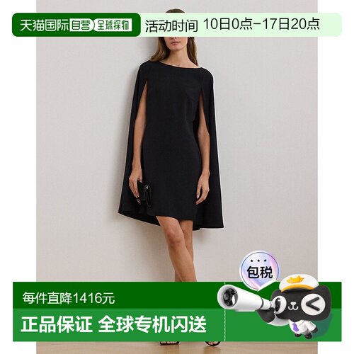 自营欧洲直邮RALPH LAUREN拉夫劳伦 Lauren乔其纱斗篷鸡尾酒裙