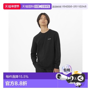 自营欧洲直邮Salomon萨洛蒙 CHEST LOGO系列男士深黑色棉长袖T恤