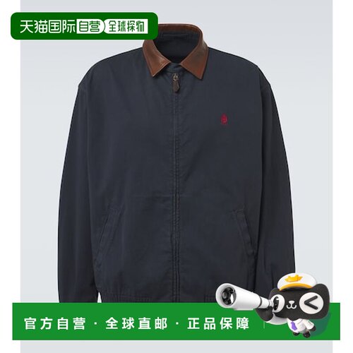 香港直邮Prada 普拉达 男士 皮革边棉质帆布宽身束腰夹克
