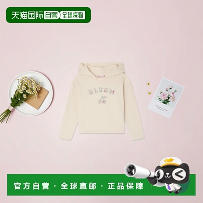 欧洲直邮Bonpoint小樱桃 Carmine 女孩白色棉质连帽卫衣