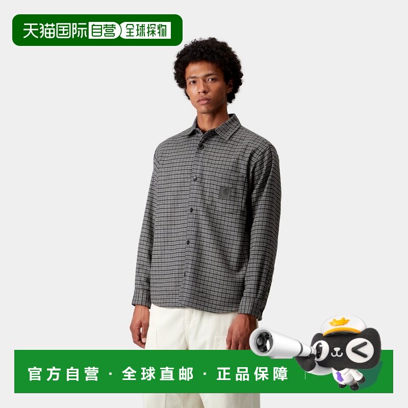 自营欧洲直邮Carhartt WIP Lowis男士麻灰色涤纶宽松剪裁长袖衬衫