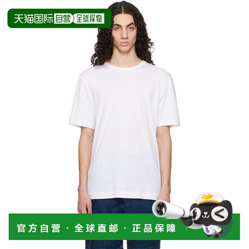 香港直邮BOSS 波士 男士 白色 Cotton-Linen Regular Fit T恤 505